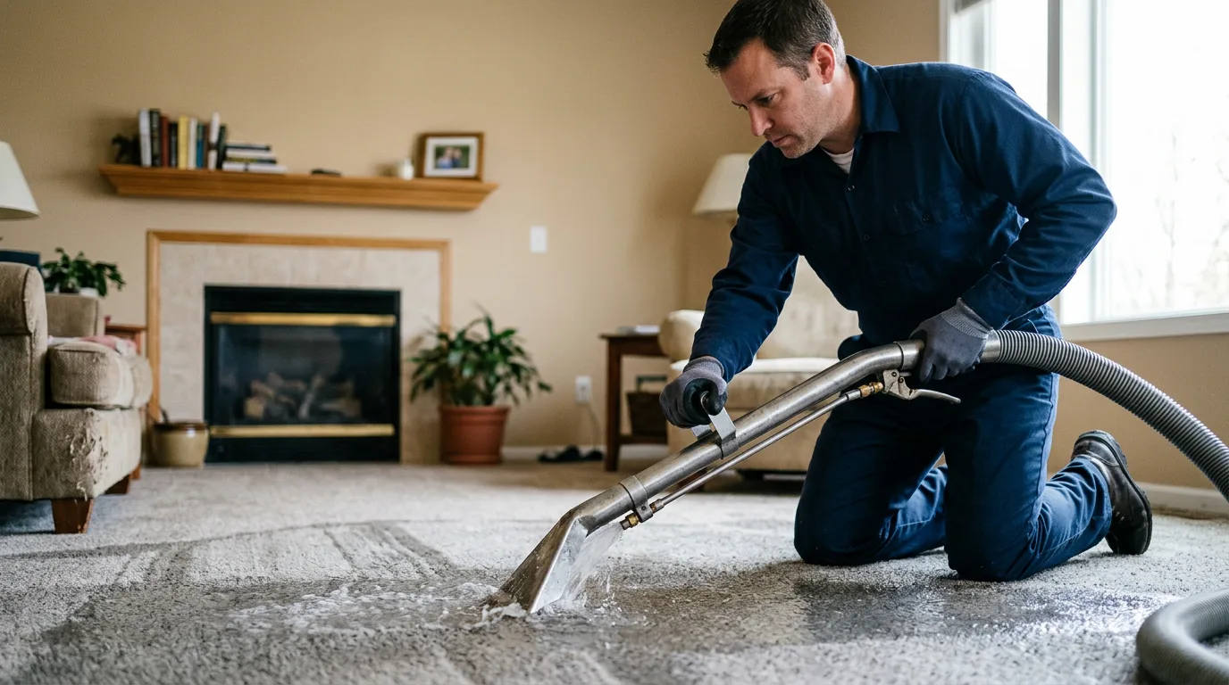 Water damage restoration technician working near Center Line, MI